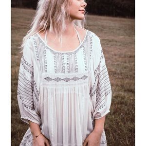 Free People White and Gray Tunic Top